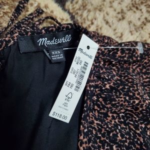 Madewell XXS Patterned Dress Flowy V-Neck Babydoll New with tags